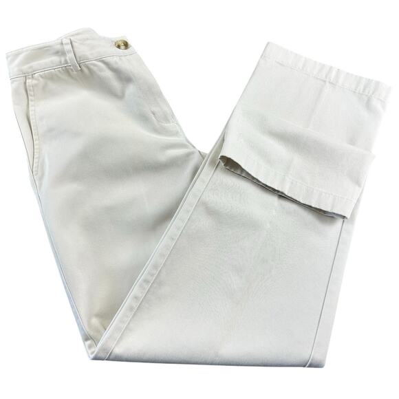 L.L.Bean Favorite Fit Pants Women Sze 4 Cream Flat Front Classic Straight Khaki - Picture 3 of 12